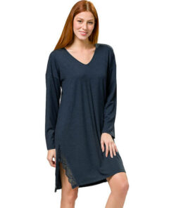 Harmony Nightdress V Neckline Lace Dark Blue