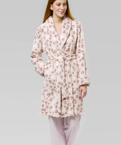 HARMONY FLEECE ANIMAL PRINT CROSS BREASTED ROBE